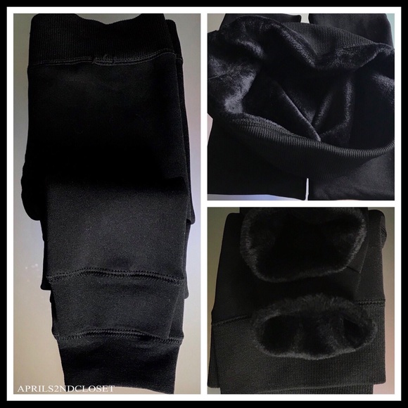 BLACK FLEECE FAUX FUR LINED LEGGINGS - Picture 9 of 11